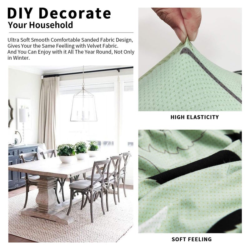 Gute Chair Seat Covers, Stretch Printed Chair Covers with Elastic Ties and Button, Removable Washable Dining Upholstered Chair Protector Seat Cushion Slipcovers for Dining Room, Office(Green) - Image 3